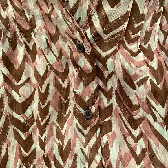Sheer Button-up Neutral Multi-colored Blouse-XXL - Picture 4 of 4